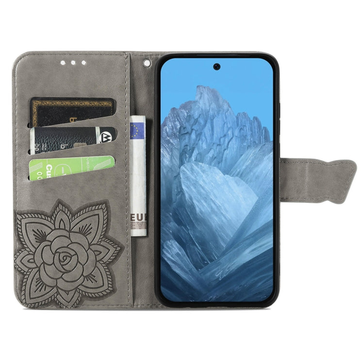For Google Pixel 9 Butterfly Love Flower Embossed Leather Phone Case(Gray) - Google Cases by PMC TechLife | Online Shopping South Africa | PMC TechLife | Buy Now Pay Later Mobicred
