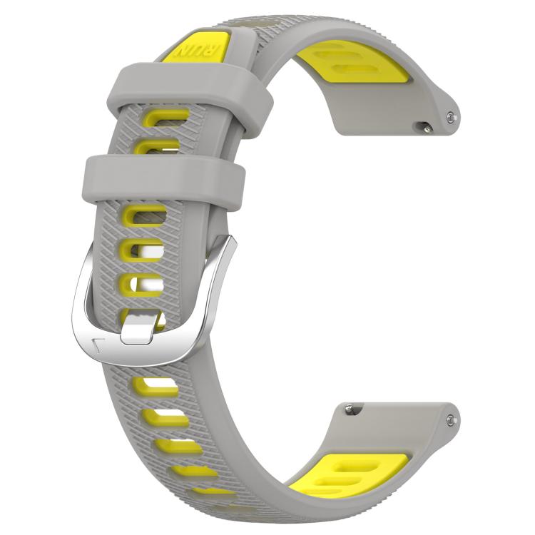 For Amazfit GTR Mini 20mm Cross Texture Two Color Silicone Steel Buckle Watch Band(Grey+Yellow) - Watch Bands by PMC TechLife | Online Shopping South Africa | PMC TechLife | Buy Now Pay Later Mobicred