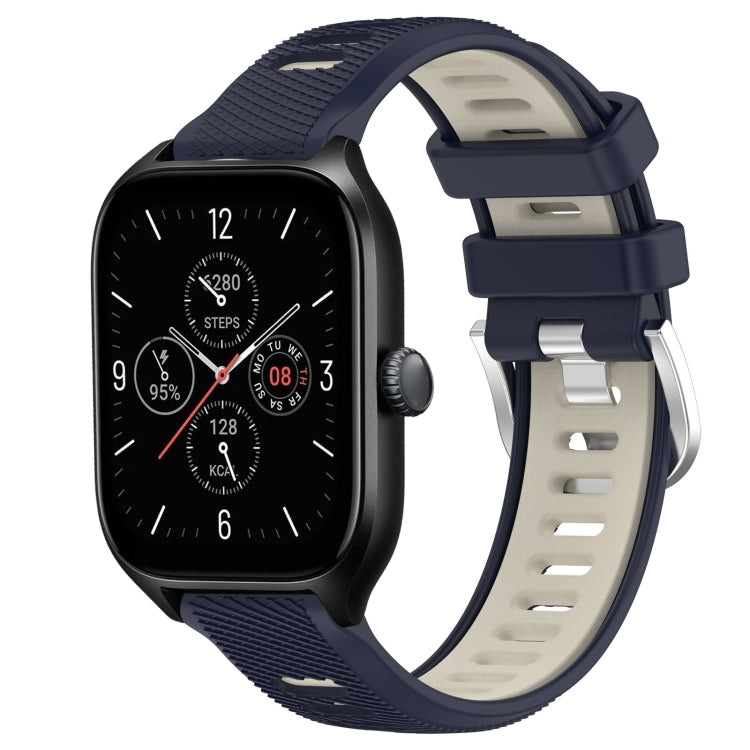 For Amazfit GTR Mini 20mm Cross Texture Two Color Silicone Steel Buckle Watch Band(Midnight Blue + Starlight) - Watch Bands by PMC TechLife | Online Shopping South Africa | PMC TechLife | Buy Now Pay Later Mobicred