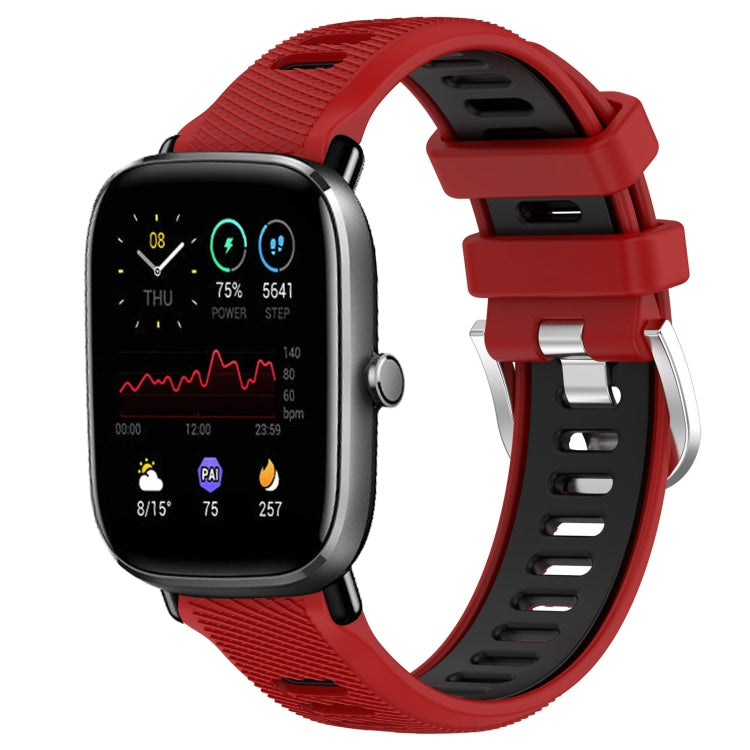 For Amazfit GTS 4 20mm Cross Texture Two Color Silicone Steel Buckle Watch Band(Red+Black) - Watch Bands by PMC TechLife | Online Shopping South Africa | PMC TechLife | Buy Now Pay Later Mobicred
