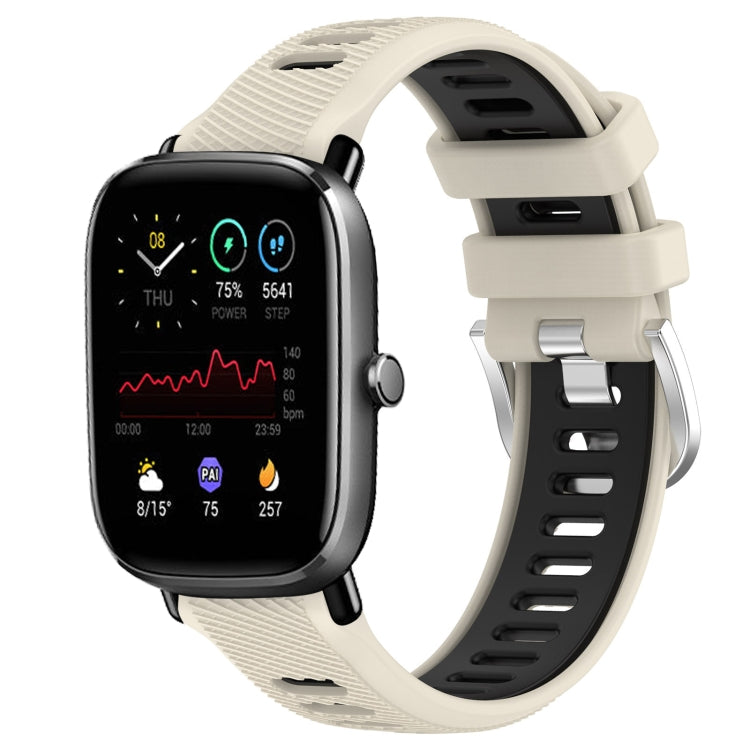 For Amazfit GTS 4 20mm Cross Texture Two Color Silicone Steel Buckle Watch Band(Starlight+Black) - Watch Bands by PMC TechLife | Online Shopping South Africa | PMC TechLife | Buy Now Pay Later Mobicred