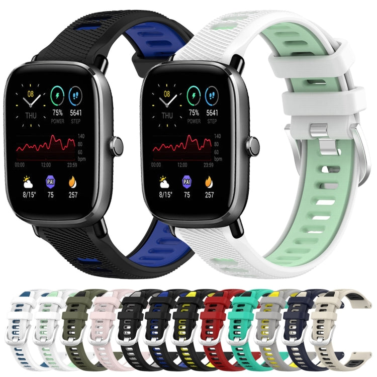 For Amazfit GTS 4 20mm Cross Texture Two Color Silicone Steel Buckle Watch Band(Pink+White) - Watch Bands by PMC TechLife | Online Shopping South Africa | PMC TechLife | Buy Now Pay Later Mobicred