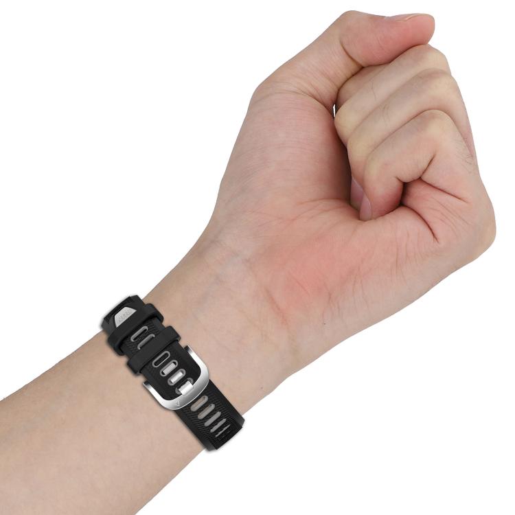 For Amazfit GTS 4 20mm Cross Texture Two Color Silicone Steel Buckle Watch Band(Lake Blue+Black) - Watch Bands by PMC TechLife | Online Shopping South Africa | PMC TechLife | Buy Now Pay Later Mobicred