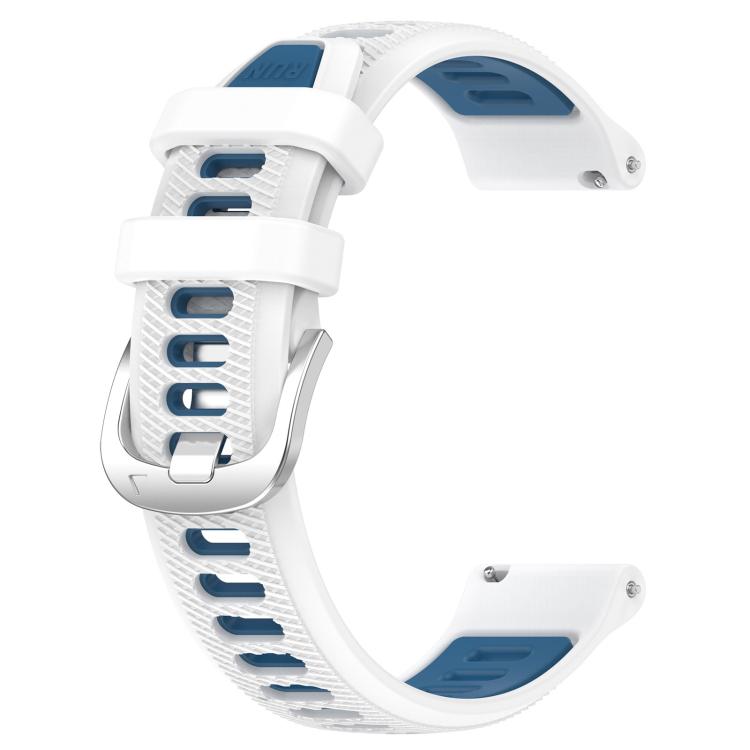 For Amazfit GTS 4 Mini 20mm Cross Texture Two Color Silicone Steel Buckle Watch Band(White+Blue) - Watch Bands by PMC TechLife | Online Shopping South Africa | PMC TechLife | Buy Now Pay Later Mobicred