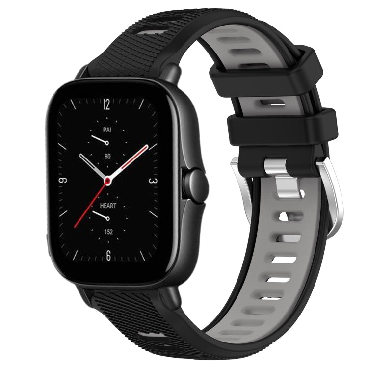 For Amazfit GTS 3 20mm Cross Texture Two Color Silicone Steel Buckle Watch Band(Black+Grey) - Watch Bands by PMC TechLife | Online Shopping South Africa | PMC TechLife | Buy Now Pay Later Mobicred