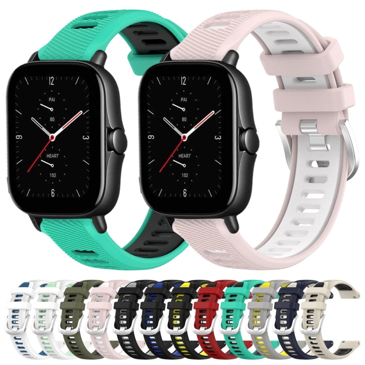 For Amazfit GTS 3 20mm Cross Texture Two Color Silicone Steel Buckle Watch Band(Midnight Blue + Starlight) - Watch Bands by PMC TechLife | Online Shopping South Africa | PMC TechLife | Buy Now Pay Later Mobicred