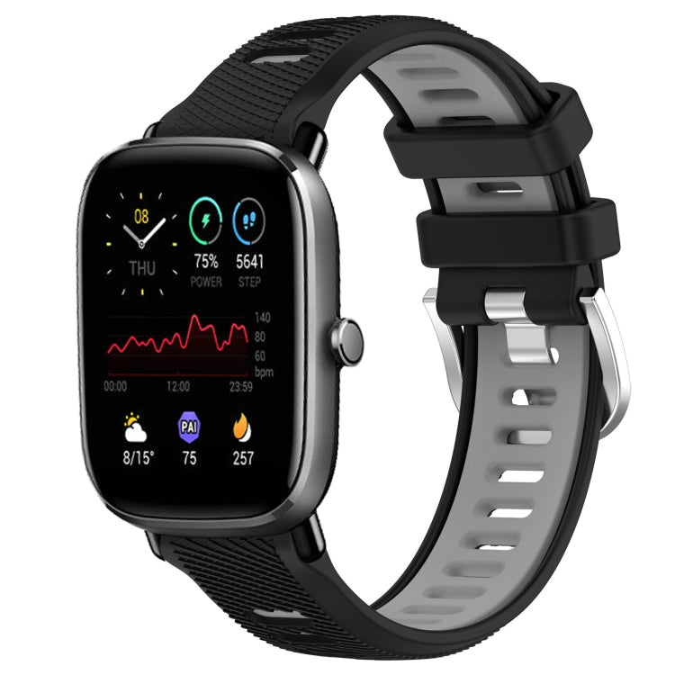 For Amazfit GTS 2E 20mm Cross Texture Two Color Silicone Steel Buckle Watch Band(Black+Grey) - Watch Bands by PMC TechLife | Online Shopping South Africa | PMC TechLife | Buy Now Pay Later Mobicred