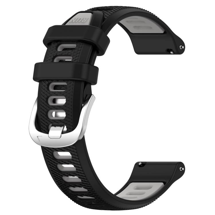 For Amazfit GTS 2E 20mm Cross Texture Two Color Silicone Steel Buckle Watch Band(Black+Grey) - Watch Bands by PMC TechLife | Online Shopping South Africa | PMC TechLife | Buy Now Pay Later Mobicred