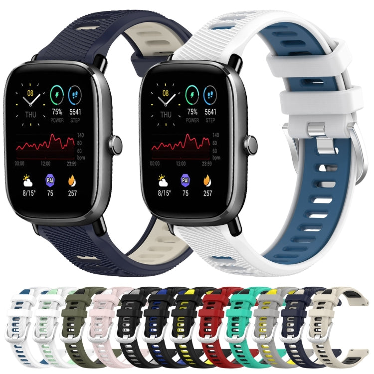 For Amazfit GTS 2E 20mm Cross Texture Two Color Silicone Steel Buckle Watch Band(Midnight Blue + Starlight) - Watch Bands by PMC TechLife | Online Shopping South Africa | PMC TechLife | Buy Now Pay Later Mobicred
