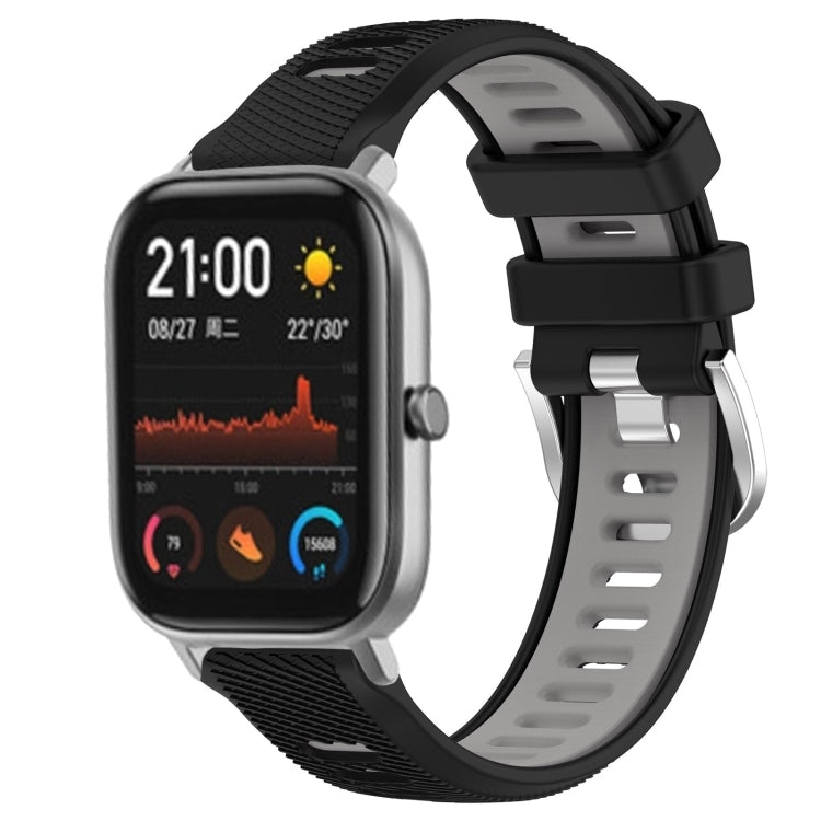 For Amazfit GTS 2 20mm Cross Texture Two Color Silicone Steel Buckle Watch Band(Black+Grey) - Watch Bands by PMC TechLife | Online Shopping South Africa | PMC TechLife | Buy Now Pay Later Mobicred