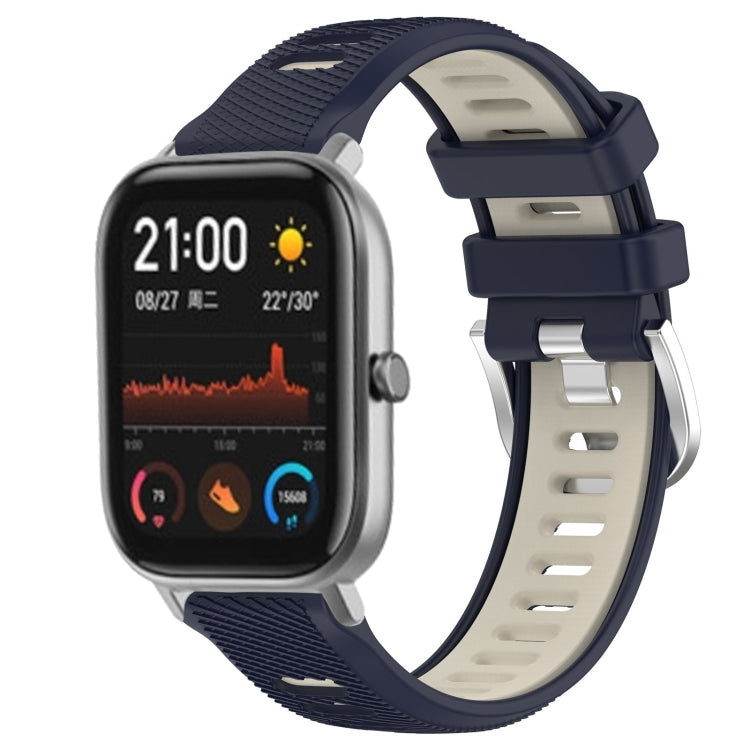 For Amazfit GTS 2 20mm Cross Texture Two Color Silicone Steel Buckle Watch Band(Midnight Blue + Starlight) - Watch Bands by PMC TechLife | Online Shopping South Africa | PMC TechLife | Buy Now Pay Later Mobicred