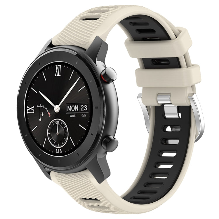 For Amazfit GTS 20mm Cross Texture Two Color Silicone Steel Buckle Watch Band(Starlight+Black) - Watch Bands by PMC TechLife | Online Shopping South Africa | PMC TechLife | Buy Now Pay Later Mobicred
