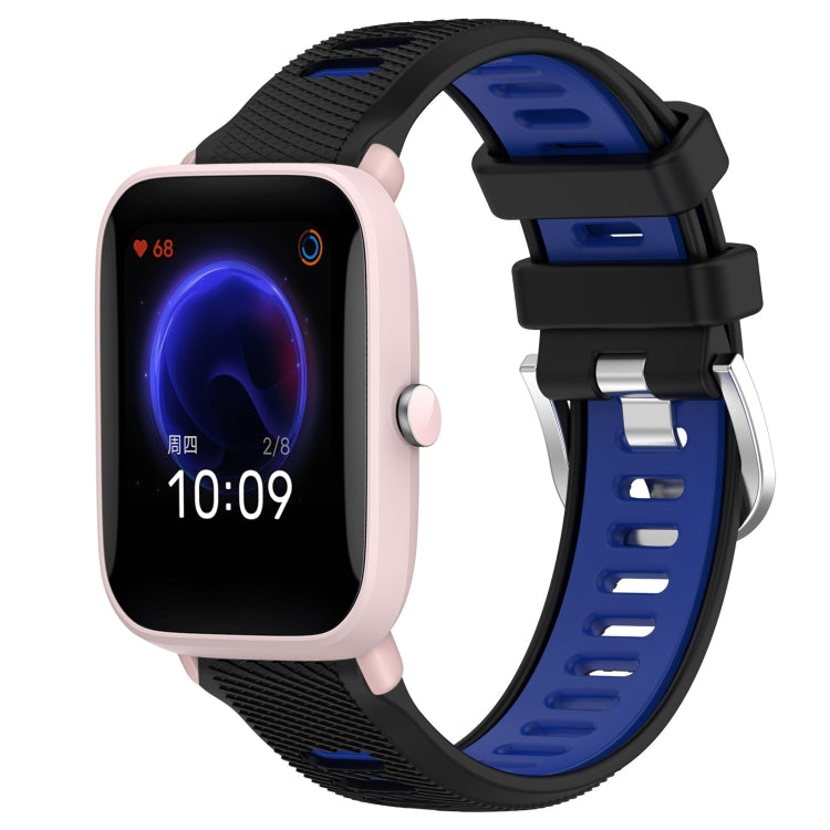 For Amazfit GTR 42MM 20mm Cross Texture Two Color Silicone Steel Buckle Watch Band(Black+Blue) - Watch Bands by PMC TechLife | Online Shopping South Africa | PMC TechLife | Buy Now Pay Later Mobicred