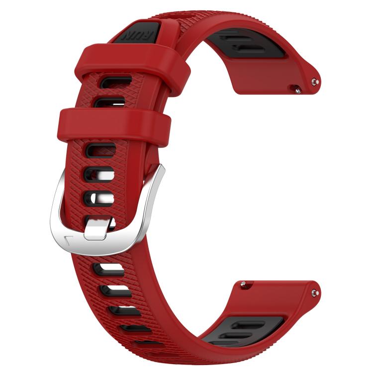 For Amazfit GTR 42MM 20mm Cross Texture Two Color Silicone Steel Buckle Watch Band(Red+Black) - Watch Bands by PMC TechLife | Online Shopping South Africa | PMC TechLife | Buy Now Pay Later Mobicred