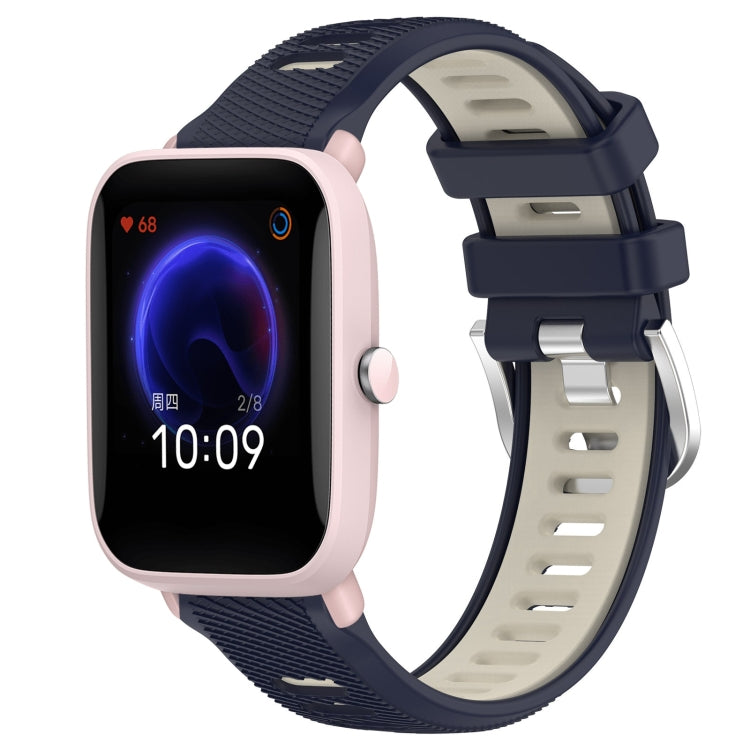 For Amazfit GTR 42MM 20mm Cross Texture Two Color Silicone Steel Buckle Watch Band(Midnight Blue + Starlight) - Watch Bands by PMC TechLife | Online Shopping South Africa | PMC TechLife | Buy Now Pay Later Mobicred