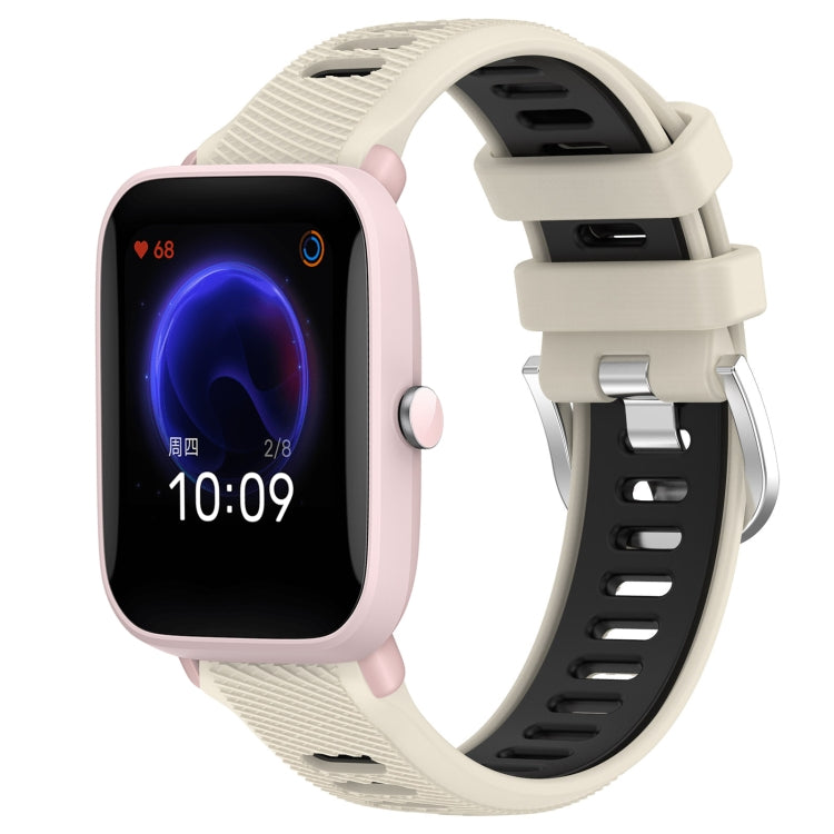 For Amazfit GTR 42MM 20mm Cross Texture Two Color Silicone Steel Buckle Watch Band(Starlight+Black) - Watch Bands by PMC TechLife | Online Shopping South Africa | PMC TechLife | Buy Now Pay Later Mobicred