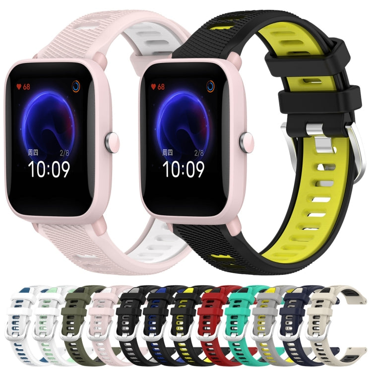 For Amazfit GTR 42MM 20mm Cross Texture Two Color Silicone Steel Buckle Watch Band(Lake Blue+Black) - Watch Bands by PMC TechLife | Online Shopping South Africa | PMC TechLife | Buy Now Pay Later Mobicred
