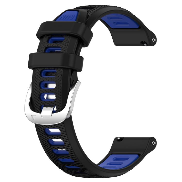 For Amazfit Pop Pro 20mm Cross Texture Two Color Silicone Steel Buckle Watch Band(Black+Blue) - Watch Bands by PMC TechLife | Online Shopping South Africa | PMC TechLife | Buy Now Pay Later Mobicred