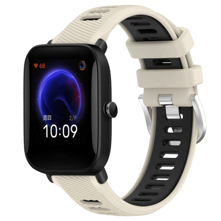 For Amazfit Pop Pro 20mm Cross Texture Two Color Silicone Steel Buckle Watch Band(Starlight+Black) - Watch Bands by PMC TechLife | Online Shopping South Africa | PMC TechLife | Buy Now Pay Later Mobicred