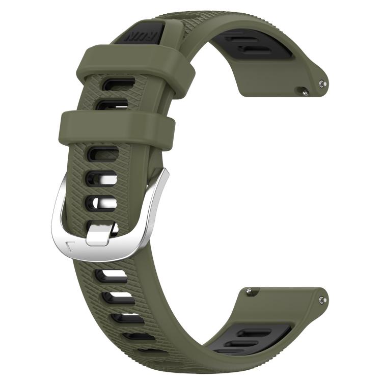 For Amazfit Pop 20mm Cross Texture Two Color Silicone Steel Buckle Watch Band(Army Green+Black) - Watch Bands by PMC TechLife | Online Shopping South Africa | PMC TechLife | Buy Now Pay Later Mobicred