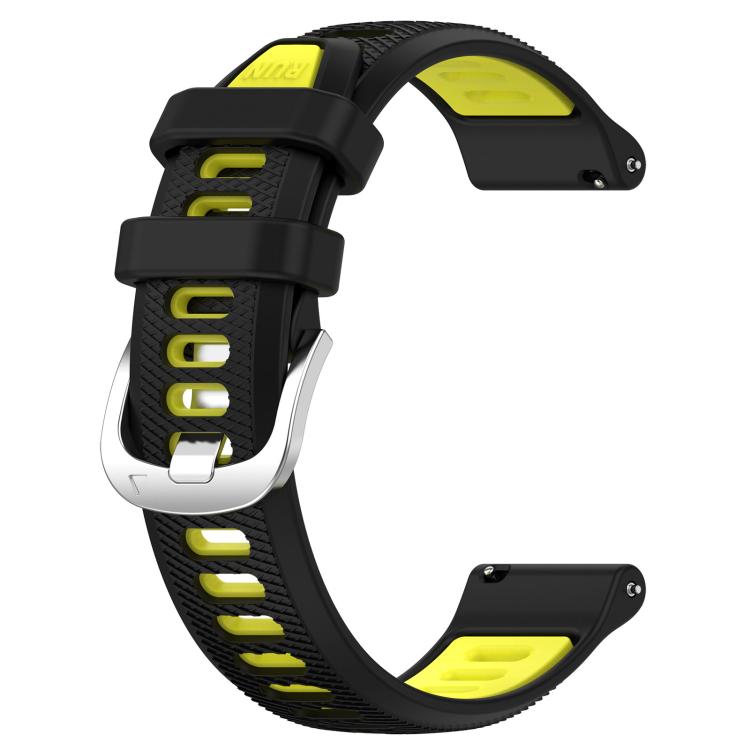 For Amazfit Pop 20mm Cross Texture Two Color Silicone Steel Buckle Watch Band(Black+Lime Green) - Watch Bands by PMC TechLife | Online Shopping South Africa | PMC TechLife | Buy Now Pay Later Mobicred