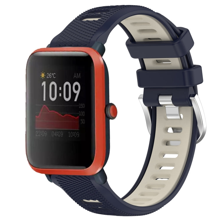 For Amazfit Bip3 20mm Cross Texture Two Color Silicone Steel Buckle Watch Band(Midnight Blue + Starlight) - Watch Bands by PMC TechLife | Online Shopping South Africa | PMC TechLife | Buy Now Pay Later Mobicred