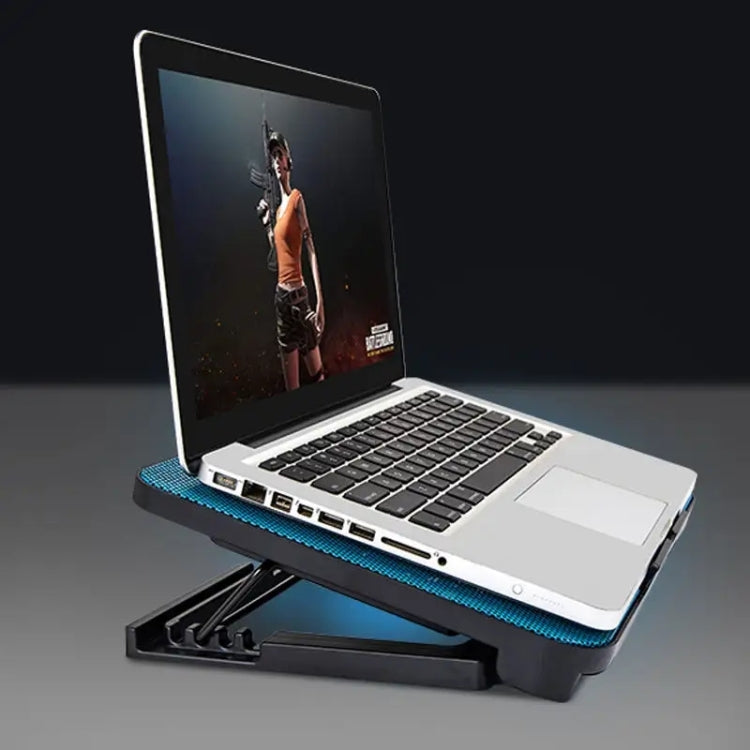 N99 USB Dual Fan Hollow Carved Design Heat Dissipation Laptop Cooling Pad(Gray) - free shipping - PMC Jewellery - Order now!