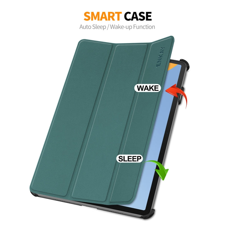 For Huawei MatePad 11 2023 ENKAY Tri-fold Custer Texture Leather Stand Smart Case(Dark Blue) - Huawei by ENKAY | Online Shopping South Africa | PMC TechLife | Buy Now Pay Later Mobicred