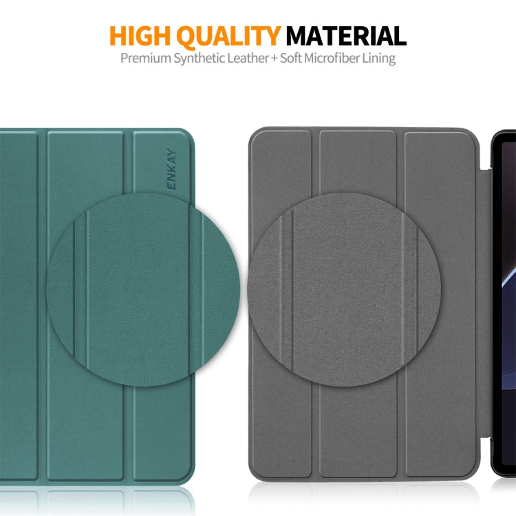 For Huawei MatePad 11 2023 ENKAY Tri-fold Custer Texture Leather Stand Smart Case(Grey) - Huawei by ENKAY | Online Shopping South Africa | PMC TechLife | Buy Now Pay Later Mobicred