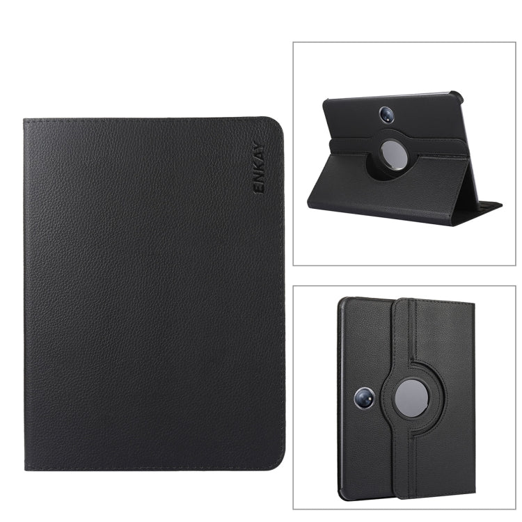 For OnePlus Pad / OPPO Pad 2 ENKAY 360 Degree Rotation Stand Litchi Leather Smart Tablet Case(Black) - free shipping - PMc TechLife - Order now!