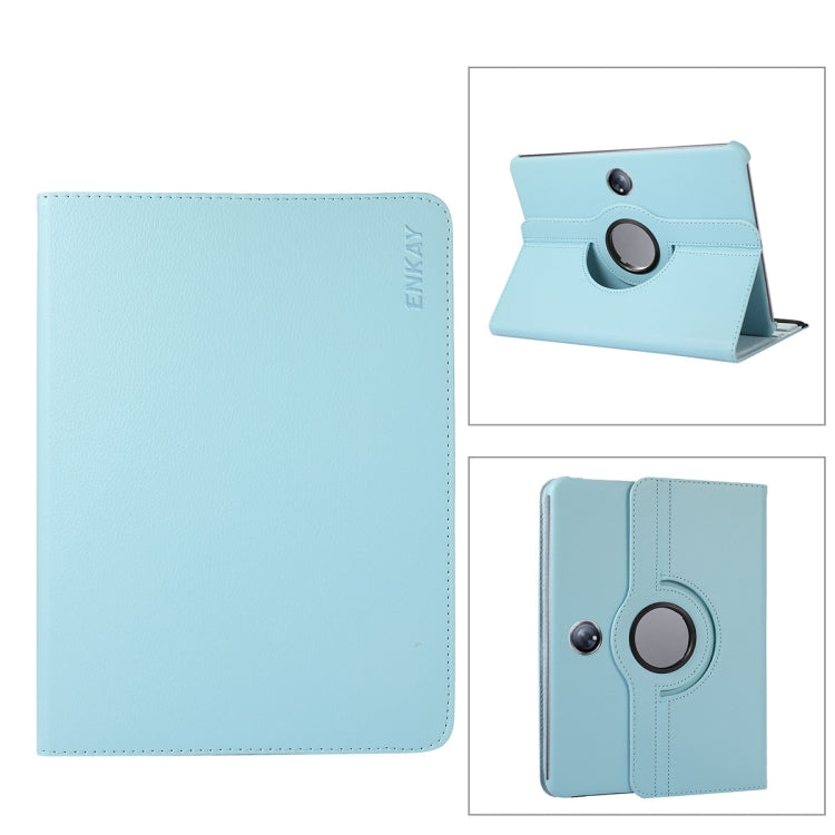 For OnePlus Pad / OPPO Pad 2 ENKAY 360 Degree Rotation Stand Litchi Leather Smart Tablet Case(Light Blue) - free shipping - PMc TechLife - Order now!