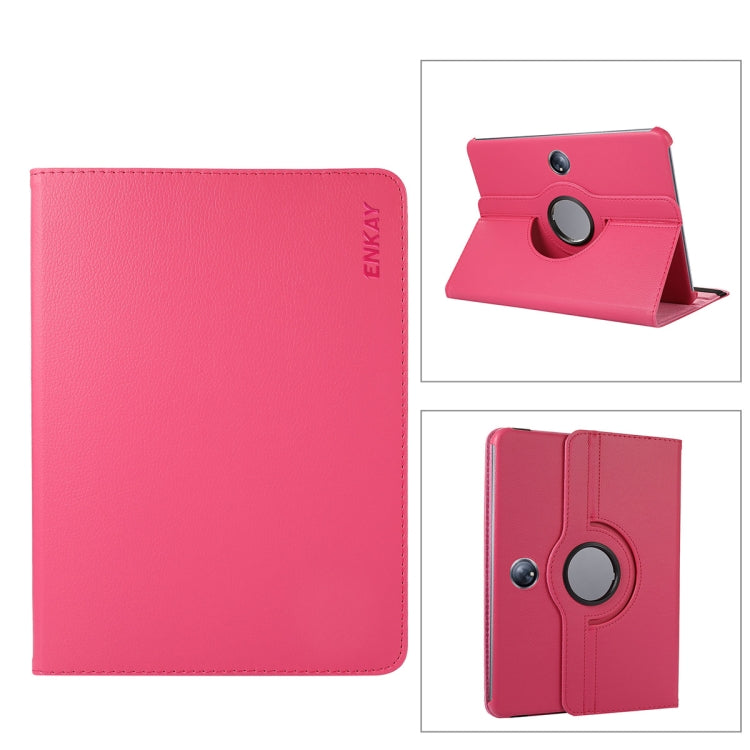 For OnePlus Pad / OPPO Pad 2 ENKAY 360 Degree Rotation Stand Litchi Leather Smart Tablet Case(Rose) - free shipping - PMc TechLife - Order now!