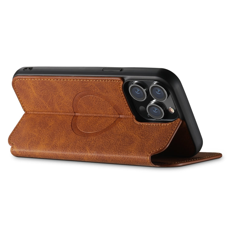 For iPhone 12 Pro Max Suteni J06 Retro Matte Litchi Texture Leather Magnetic Magsafe Phone Case(Khaki) - free shipping - PMC Jewellery - Order now!