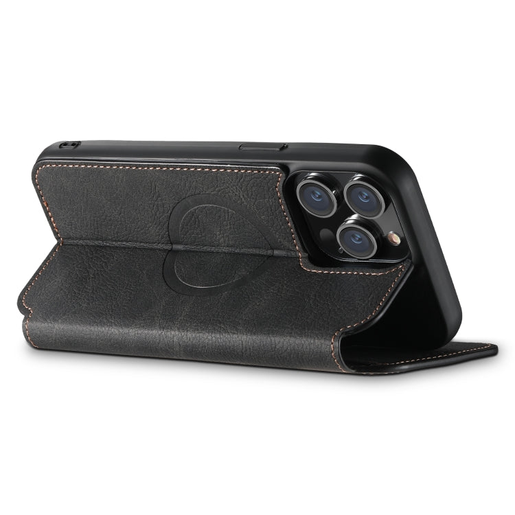 For iPhone 14 Suteni J06 Retro Matte Litchi Texture Leather Magnetic Magsafe Phone Case(Black) - free shipping - PMC TechLife - Order now!