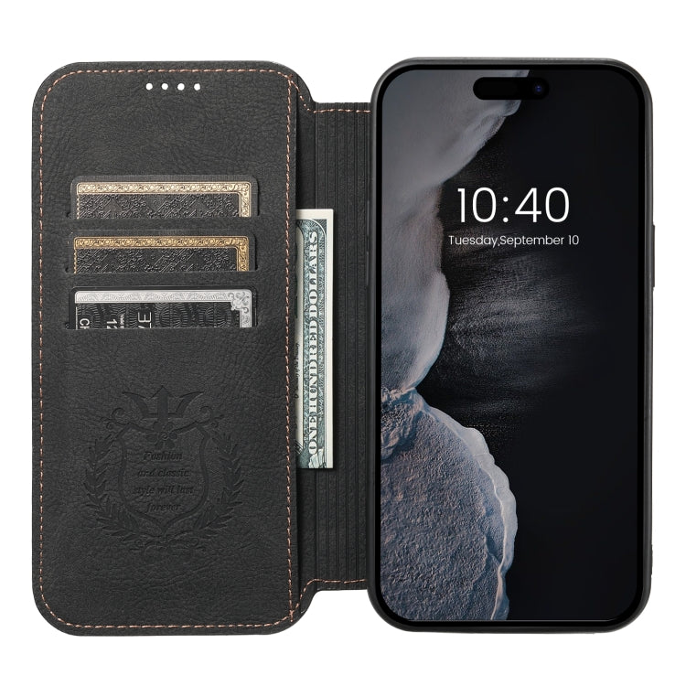 For iPhone 14 Suteni J06 Retro Matte Litchi Texture Leather Magnetic Magsafe Phone Case(Black) - free shipping - PMC TechLife - Order now!