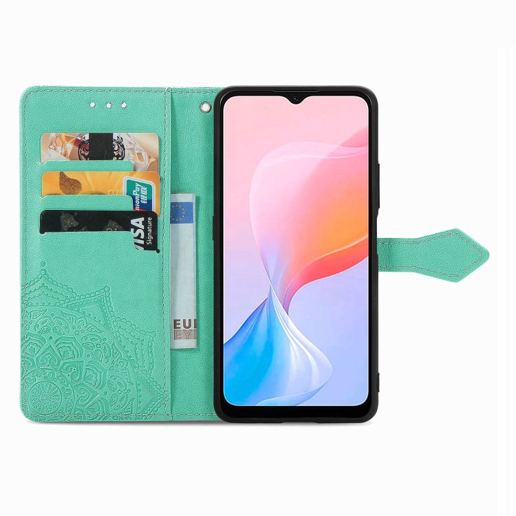 For Blackview A85 Mandala Flower Embossed Leather Phone Case(Green) - More Brand by PMC TechLife | Online Shopping South Africa | PMC TechLife | Buy Now Pay Later Mobicred