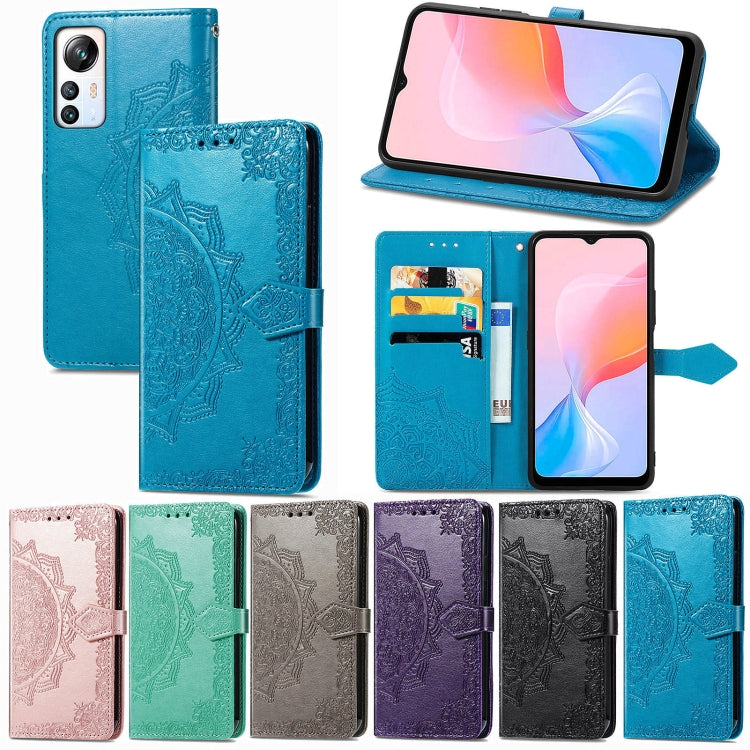 For Blackview A85 Mandala Flower Embossed Leather Phone Case(Gray) - More Brand by PMC TechLife | Online Shopping South Africa | PMC TechLife | Buy Now Pay Later Mobicred