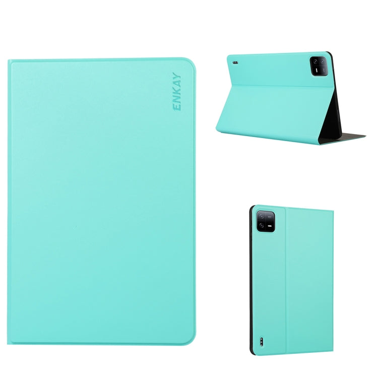For Xiaomi Pad 6 / Pad 6 Pro ENKAY Leather Stand Smart Tablet Case(Cyan) - free shipping - PMc TechLife - Order now!