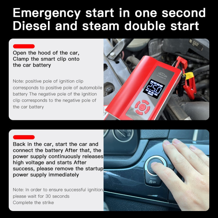 Ai8 Portable Multifunctional LCD Screen Emergency Power Supply 12V Car Start Air Pump(Red) - Inflatable Pump by PMC TechLife | Online Shopping South Africa | PMC TechLife | Buy Now Pay Later Mobicred