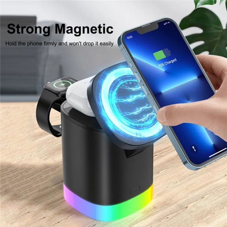 T15 3 in 1 Magnetic Magsafe Wireless Charger Folding Charging Stand For iPhone / iWatch / AirPods(White) - Wireless Charger by PMC Jewellery | Online Shopping South Africa | PMC Jewellery | Buy Now Pay Later Mobicred