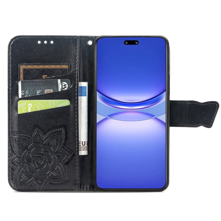 For Huawei  Nova 12 Pro Butterfly Love Flower Embossed Leather Phone Case(Black) - Huawei Cases by PMC TechLife | Online Shopping South Africa | PMC TechLife | Buy Now Pay Later Mobicred