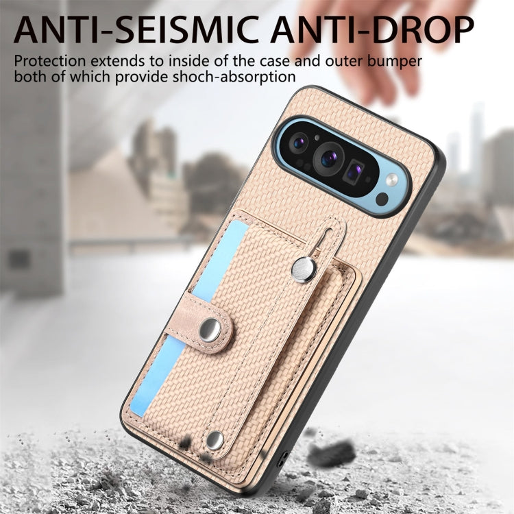 For Google Pixel 9 Wristband Kickstand Card Wallet Back Cover Phone Case with Tool Knife(Khaki) - Google Cases by PMC TechLife | Online Shopping South Africa | PMC TechLife | Buy Now Pay Later Mobicred