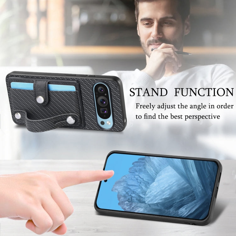 For Google Pixel 9 Pro Wristband Kickstand Card Wallet Back Cover Phone Case with Tool Knife(Black) - Google Cases by PMC TechLife | Online Shopping South Africa | PMC TechLife | Buy Now Pay Later Mobicred
