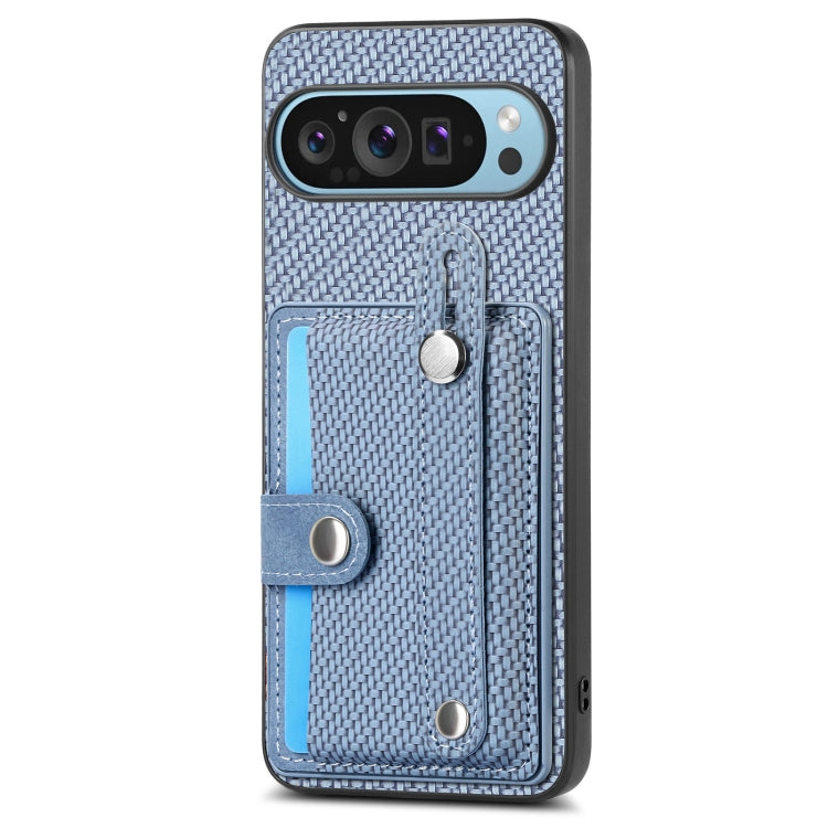 For Google Pixel 9 Pro Wristband Kickstand Card Wallet Back Cover Phone Case with Tool Knife(Blue) - Google Cases by PMC TechLife | Online Shopping South Africa | PMC TechLife | Buy Now Pay Later Mobicred