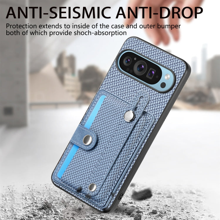 For Google Pixel 9 Pro Wristband Kickstand Card Wallet Back Cover Phone Case with Tool Knife(Blue) - Google Cases by PMC TechLife | Online Shopping South Africa | PMC TechLife | Buy Now Pay Later Mobicred