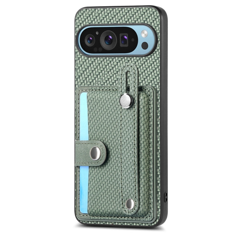 For Google Pixel 9 Pro Wristband Kickstand Card Wallet Back Cover Phone Case with Tool Knife(Green) - Google Cases by PMC TechLife | Online Shopping South Africa | PMC TechLife | Buy Now Pay Later Mobicred