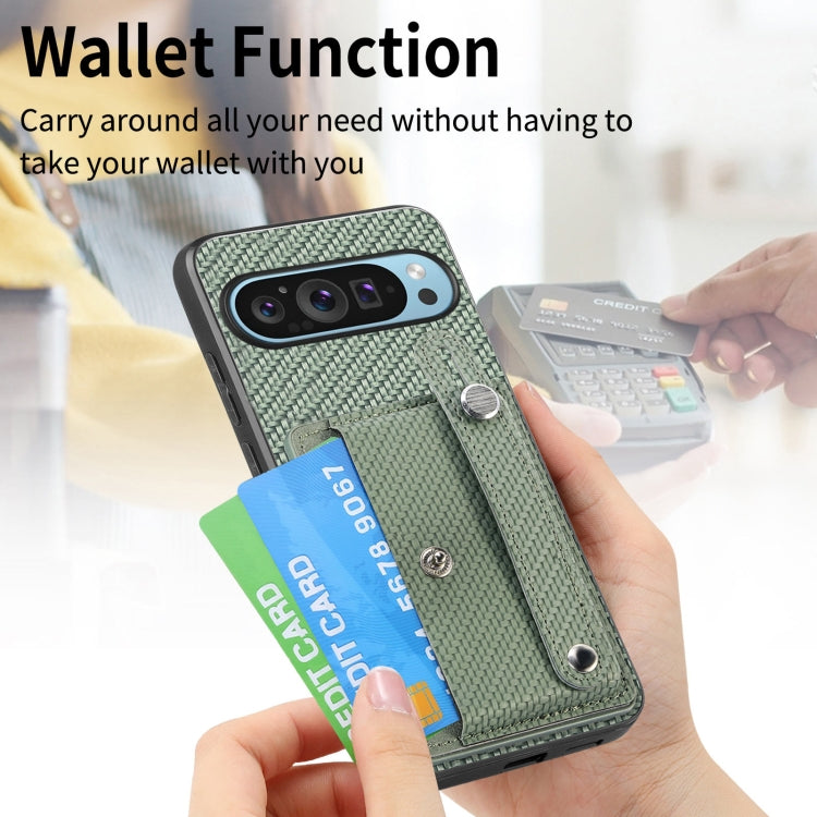 For Google Pixel 9 Pro Wristband Kickstand Card Wallet Back Cover Phone Case with Tool Knife(Green) - Google Cases by PMC TechLife | Online Shopping South Africa | PMC TechLife | Buy Now Pay Later Mobicred