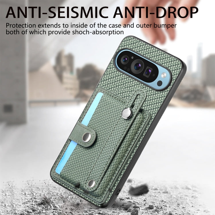 For Google Pixel 9 Pro Wristband Kickstand Card Wallet Back Cover Phone Case with Tool Knife(Green) - Google Cases by PMC TechLife | Online Shopping South Africa | PMC TechLife | Buy Now Pay Later Mobicred