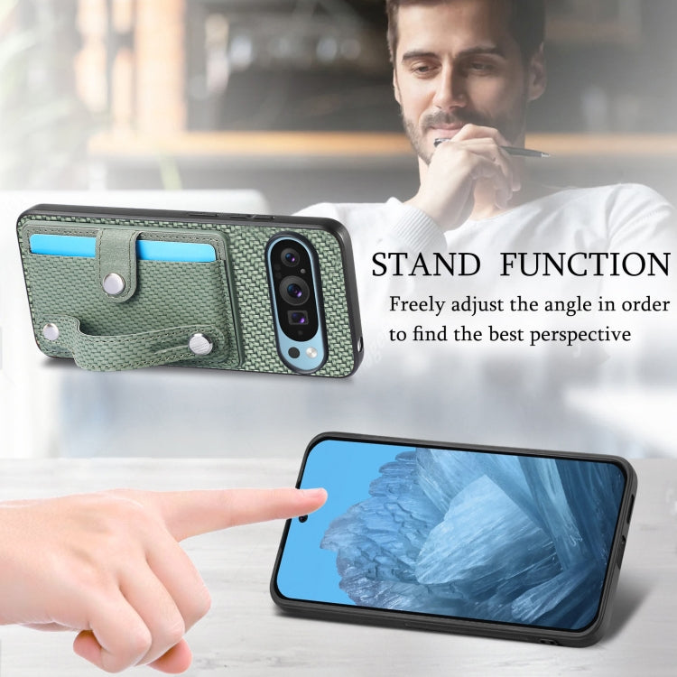 For Google Pixel 9 Pro Wristband Kickstand Card Wallet Back Cover Phone Case with Tool Knife(Green) - Google Cases by PMC TechLife | Online Shopping South Africa | PMC TechLife | Buy Now Pay Later Mobicred