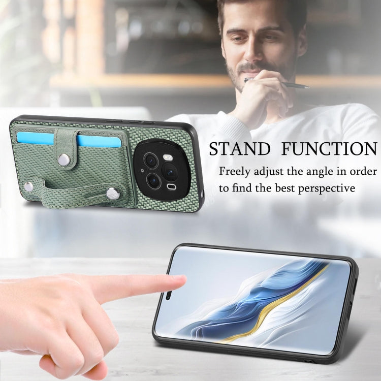 For Honor Magic6 Pro 5G Wristband Kickstand Card Wallet Back Cover Phone Case with Tool Knife(Green) - free shipping - PMC Jewellery - Order now!